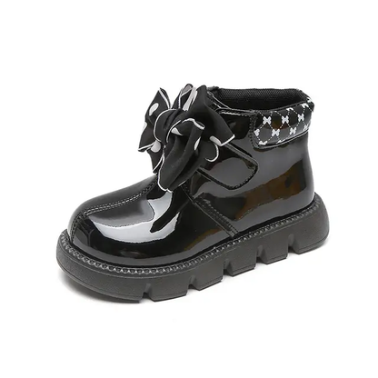 "Bottes Vernies pour Fille avec Nœud à Pois – Élégance et Confort"