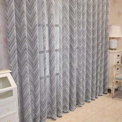 Rideaux Jacquard Gris et Blanc