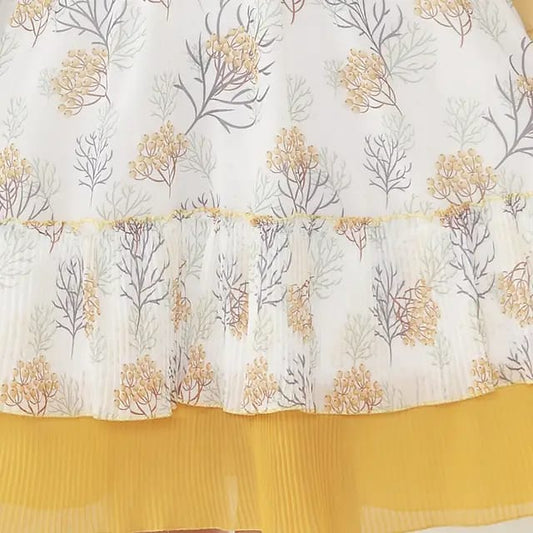 Veste Jaune avec Ceinture Détaillée et Motifs Floraux