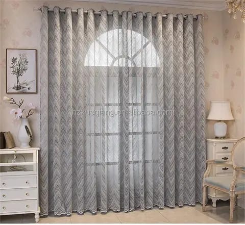 Rideaux Jacquard Gris et Blanc