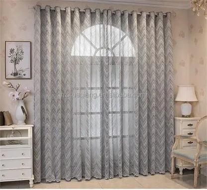 Rideaux Jacquard Gris et Blanc