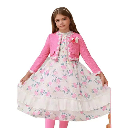 Veste Rose avec Détails en Dentelle et Fleur en Relief